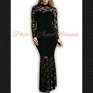 Black Mermaid Lace Sequin Dress